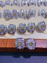 批发天然金发晶镶嵌耳钉复古时尚轻奢蕾丝跨境热销厂家直销