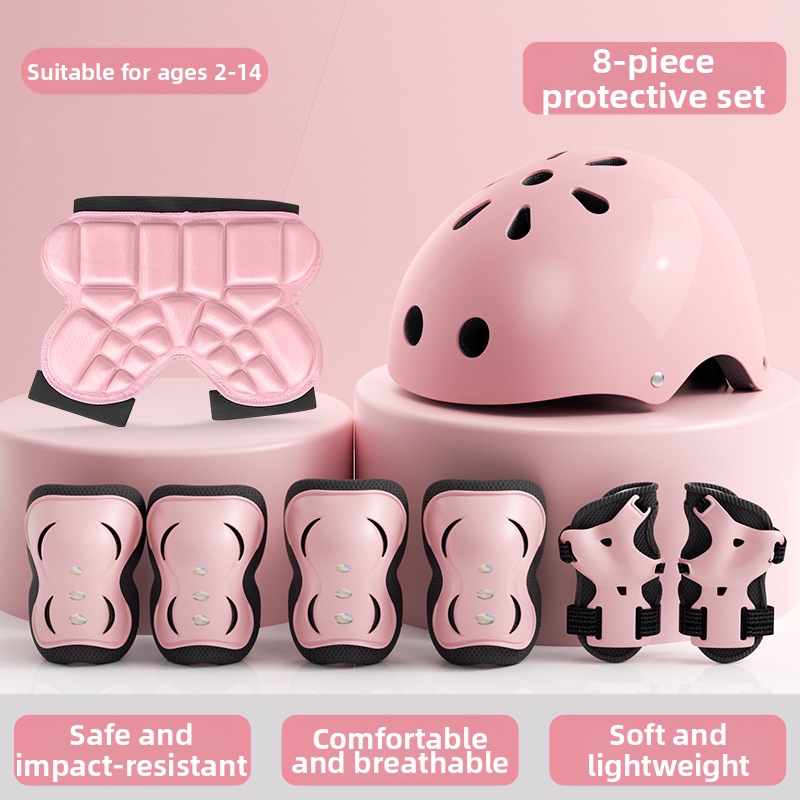 Children's Roller Skating Protective Gear Set Hard Shell Anti-Collision Head Protector Knee Pads Elbow Pads Hip Protector For Balance Bike_voghion.com