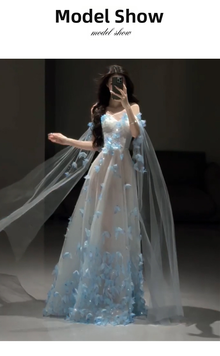Ethereal Dreamy Light Wedding Dress Engagement Evening Gown Birthday Party Travel Photography Forest Themed Bridal Toast Robe Women's Clothing_ecoleips.com