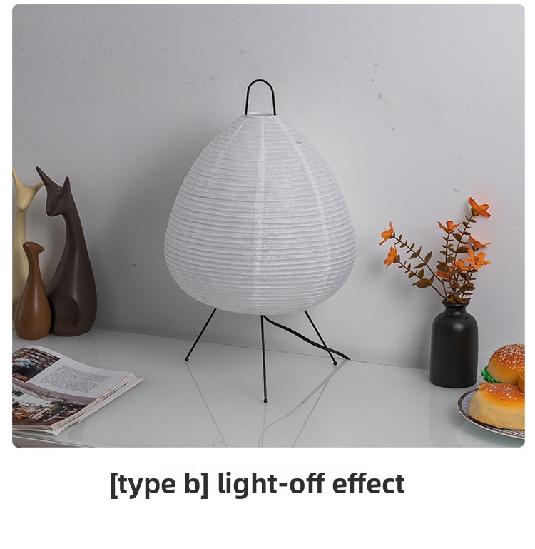 Noguchi Style Japanese Wabi Sabi Rice Paper Table Lamp Night Light_voghion.com