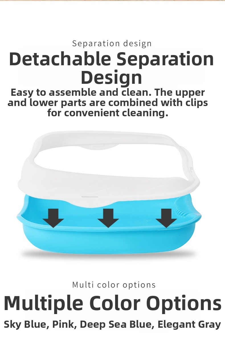 Large Semi-enclosed Cat Litter Box Splash-proof With Scoop_voghion.com