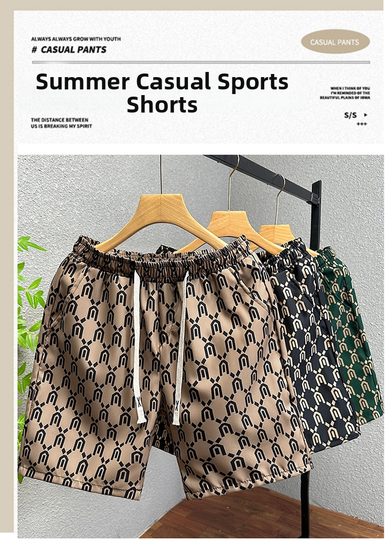 Men's Summer Beach Shorts Straight Fit Trendy Polyester Shorts_voghion.com