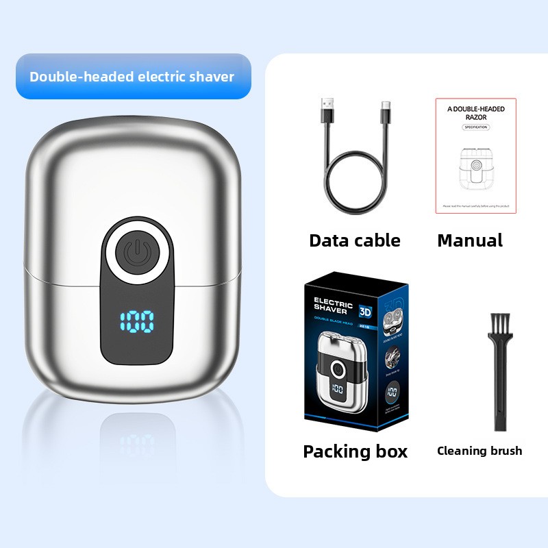Draagbaar mini-elektrisch scheerapparaat met snellaadfunctie, ideaal voor thuis, op reis, in de auto of voor gebruik thuis. Compact ontwerp voor het verzorgen van de baard van mannen._voghion.com