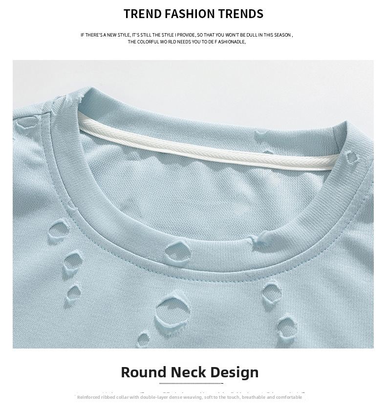 Men's Clothing Men's Ripped Summer Sports Set Thin Casual Trendy Short Sleeved Shorts With Cool Stylish Design_viptrois.com