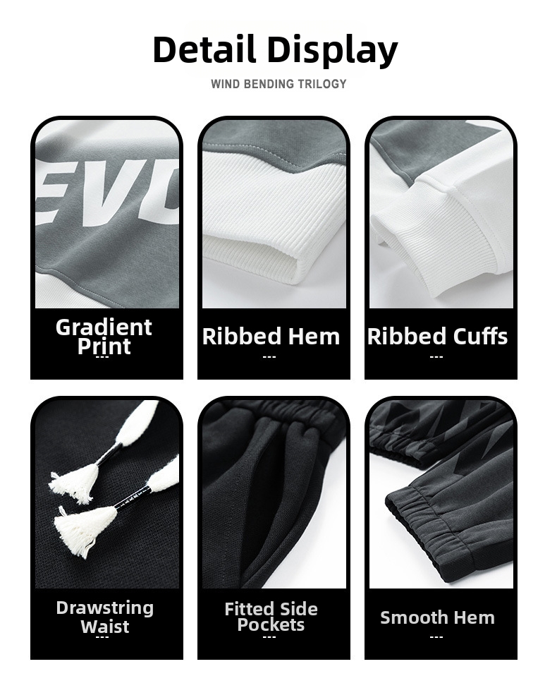 Men's Sports Sweatshirt Set Crew Neck Pullover And Jogging Pants_voghion.com