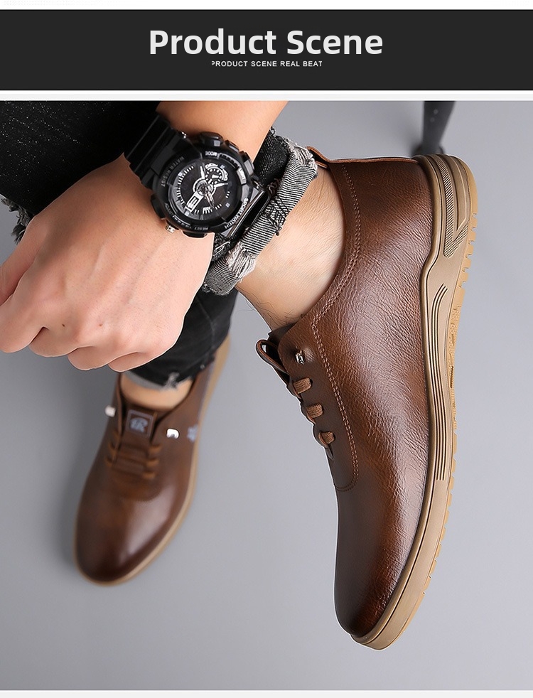 Chaussures en cuir pour hommes, collection printemps 2025, décontractées, à enfiler, semelle souple, confortables, blanches et noires, en microfibre et cuir PU. Directement de l'usine._voghion.com