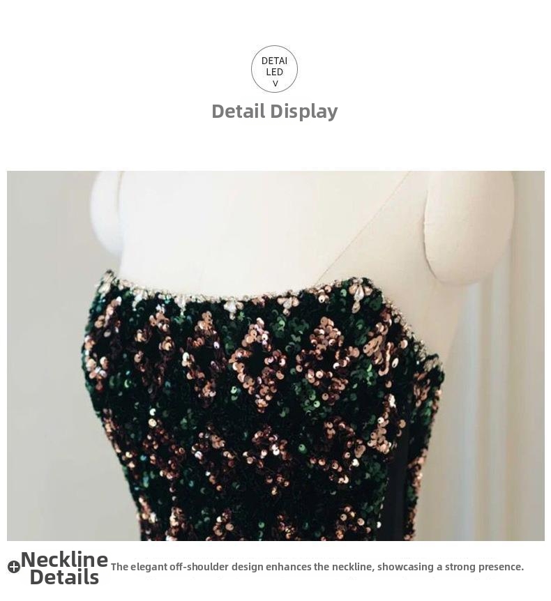Elegant Strapless Sequined Evening Dress New Style For Women Perfect For Annual Meetings Emcees Students Art Exams Banquets_ecoleips.com