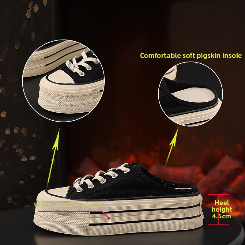 Summer Canvas Slippers For Women Closed Toe Outdoor Fashion Flat Sandals_voghion.com