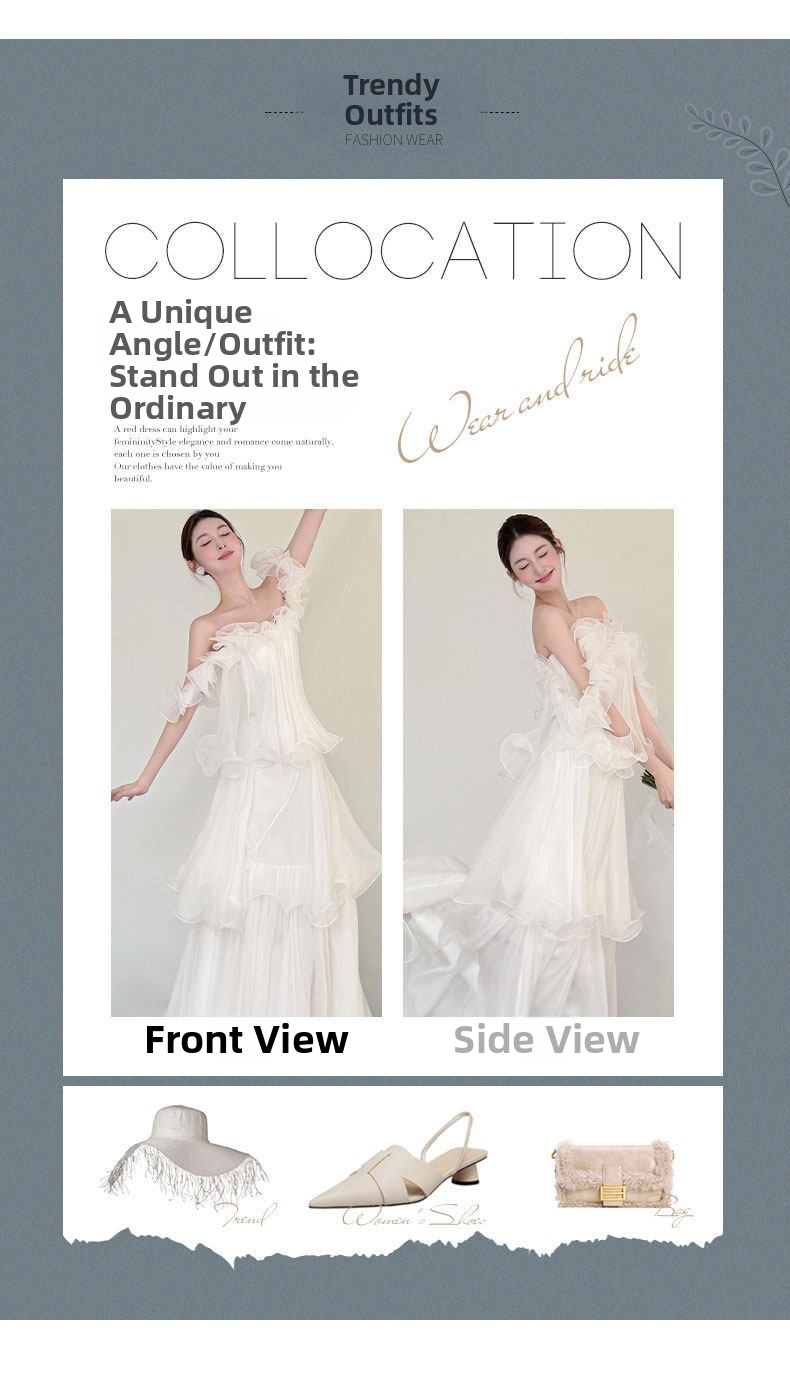 Lightweight Off-Shoulder Strapless Wedding Dress French Fairy Style Tulle Bridal Morning Robe for Women New 2026 Engagement Dress_ecoleips.com