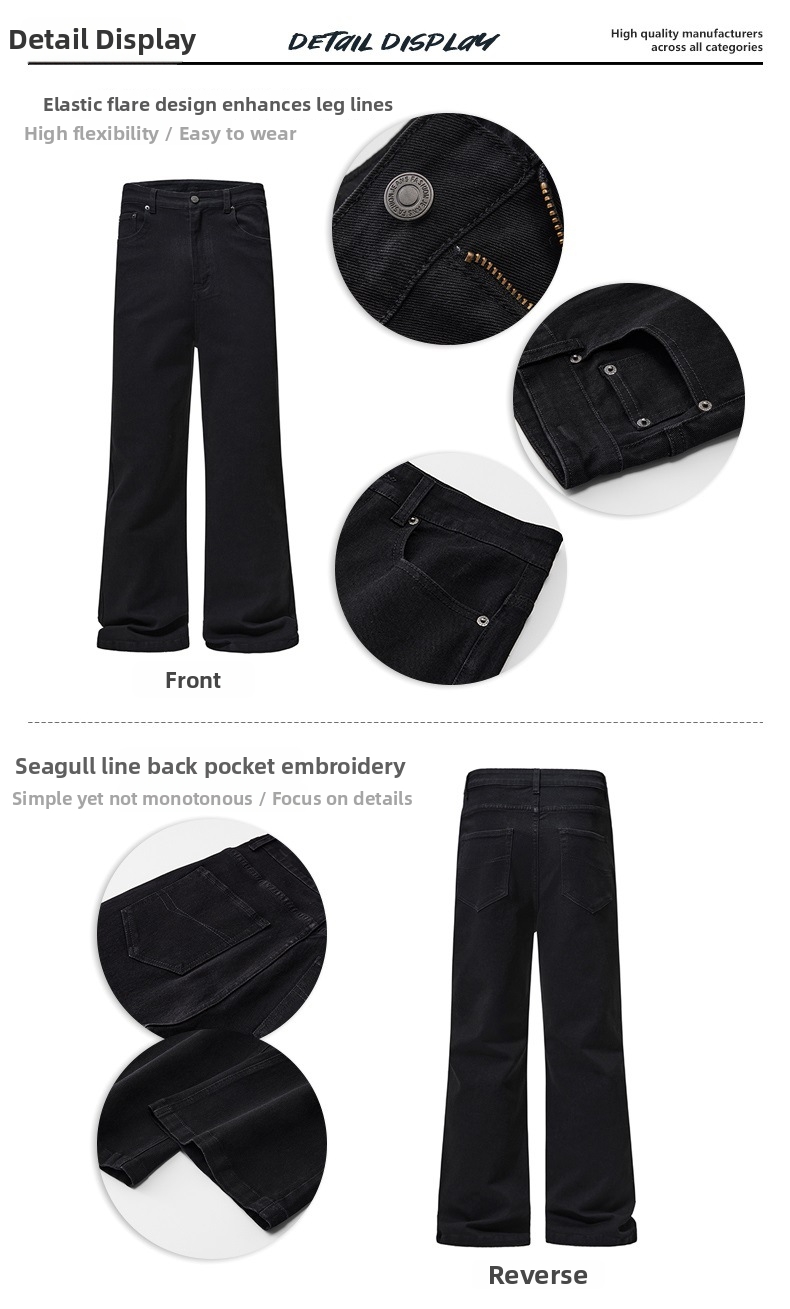 Men's Slim Fit Stretch Jeans Bootcut Denim Pants Vintage Wash Retro Flared S-3XL_mkmklike.com