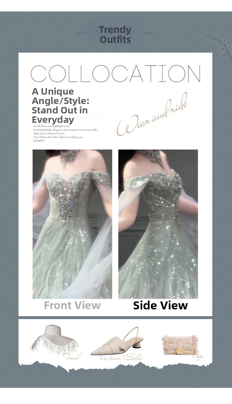 New 2026 Off-Shoulder Evening Gown for Proms Elegant Luxurious Women's Party Wear Super Fairy like Dress for Hosts Students Art Exams_ecoleips.com