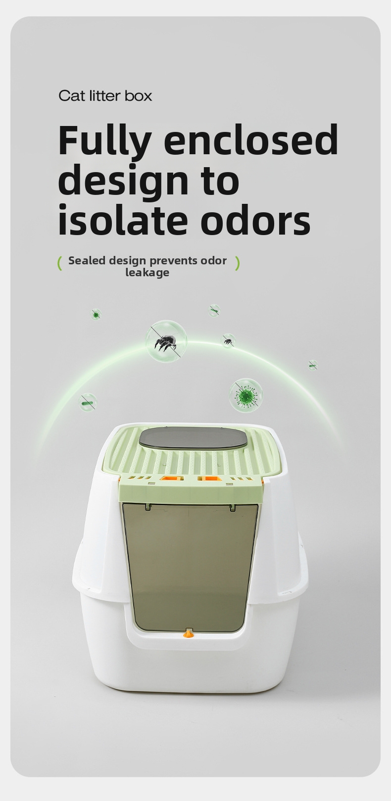 Extra Large Mega Cat Litter Box Fully Enclosed Splash Proof Odor Resistant Sterilizing_voghion.com