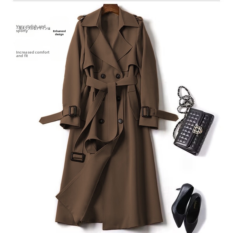 Trench classico da donna – Cappotto in stile britannico lungo fino al ginocchio con fodera a quadri (kaki/nero/blu navy/blu polvere/crema/rosso/verde, taglie S-3XL)_voghion.com