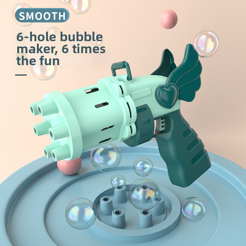 Macchina per bolle di sapone a forma di cuore con ali, fori multipli e a prova di perdite, popolare giocattolo online per sport e attività all'aperto._voghion.com