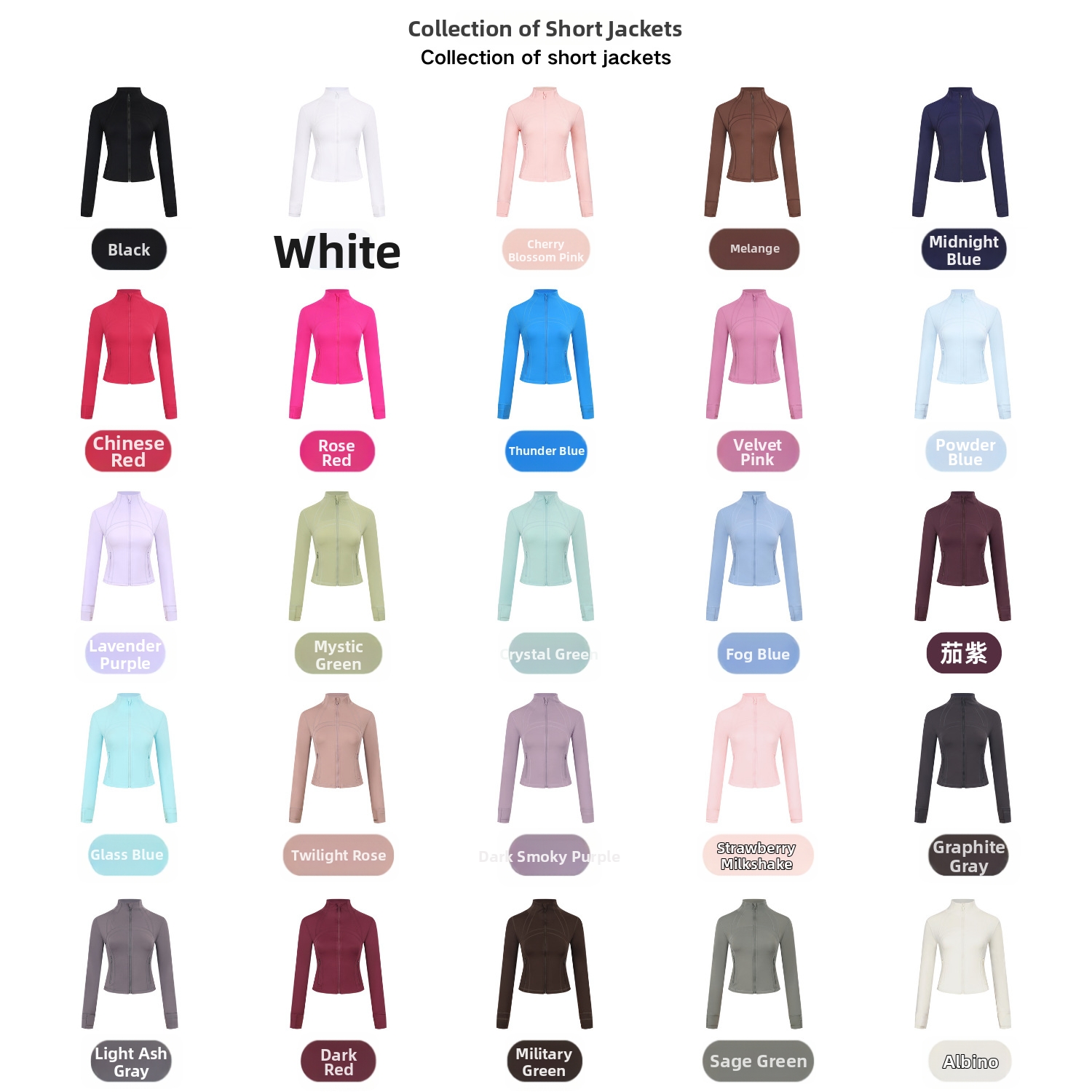 Women's Slim Fit Short Stand Collar Jacket Long Sleeve Sports Fitness Running Yoga Outerwear_ecoleips.com