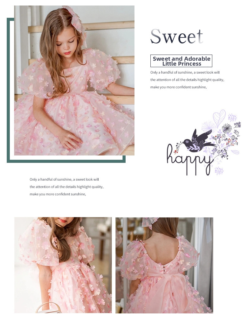 Kinder Puffärmel Blumen Prinzessin Kleid Für Mädchen Festlich_voghion.com