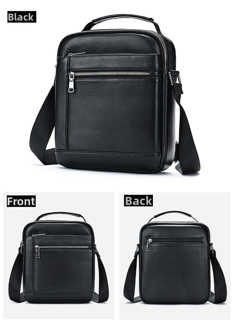 Men's Leather Crossbody Bag Large Capacity Vertical Shoulder Bag_voghion.com