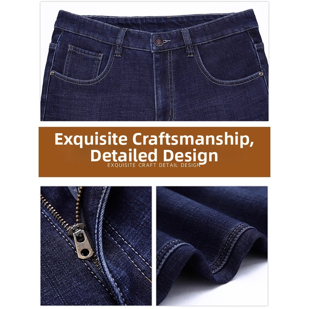 High-Waisted Stretch Jeans Men's Casual Trousers Straight Leg For Spring Autumn_viptrois.com