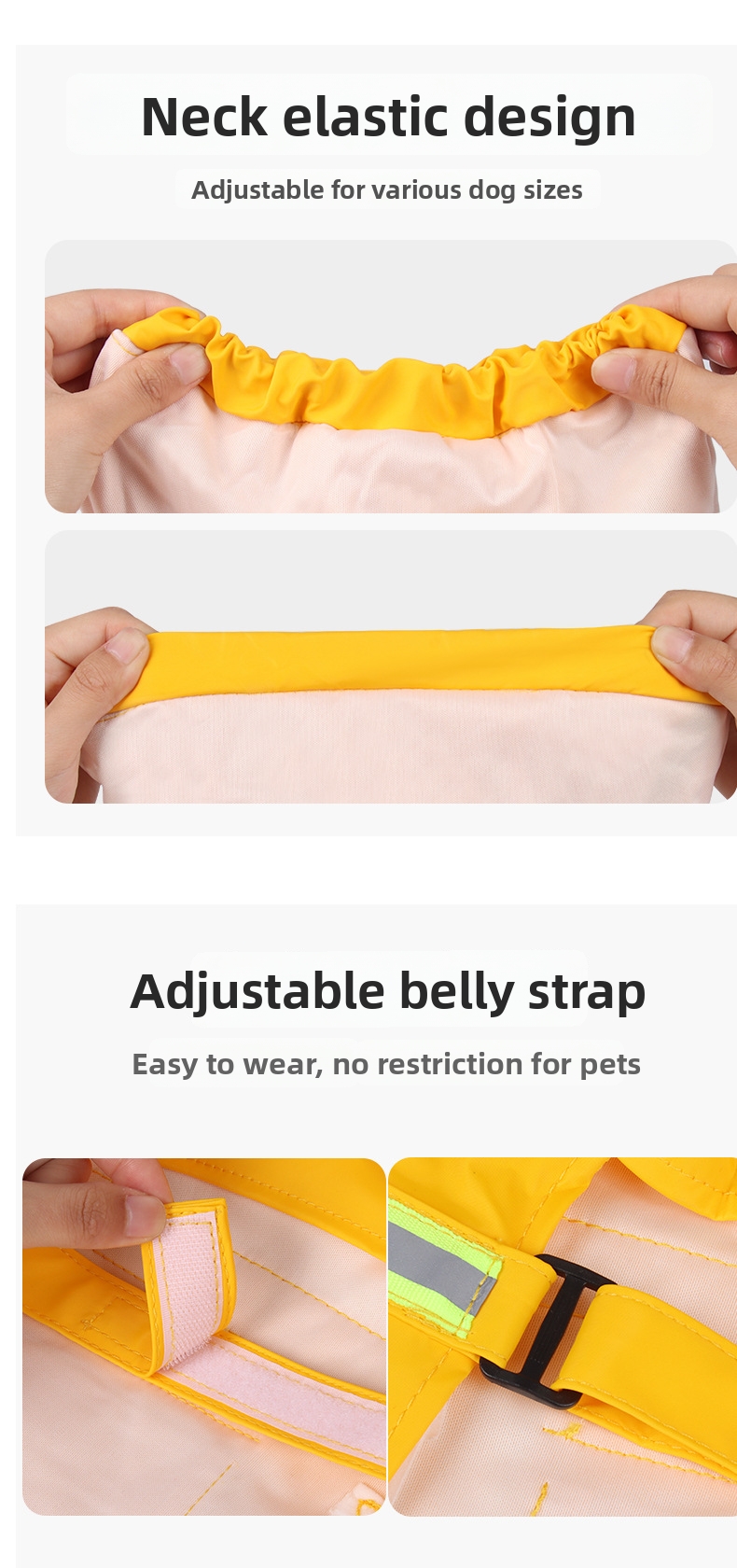 Reflective Dog Raincoat Waterproof Hooded Pet Jacket For Walking_voghion.com