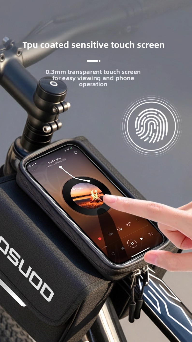Bolsa de quadro para bicicleta impermeável com porta telemóvel_voghion.com