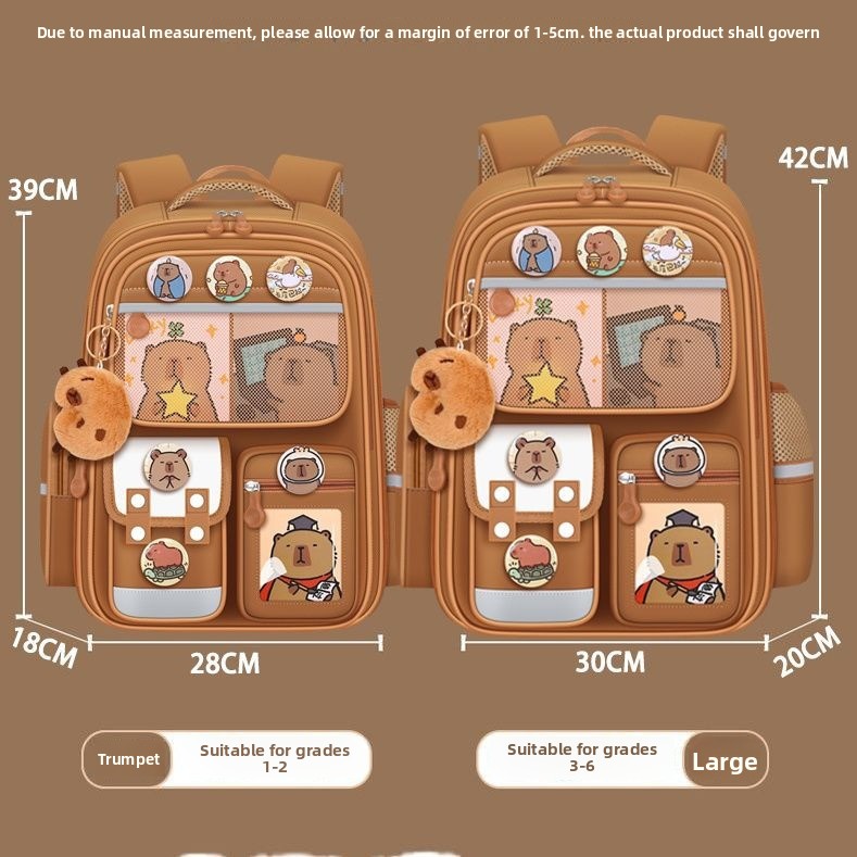 Capybara School Backpack For Primary School Children Large Capacity_voghion.com