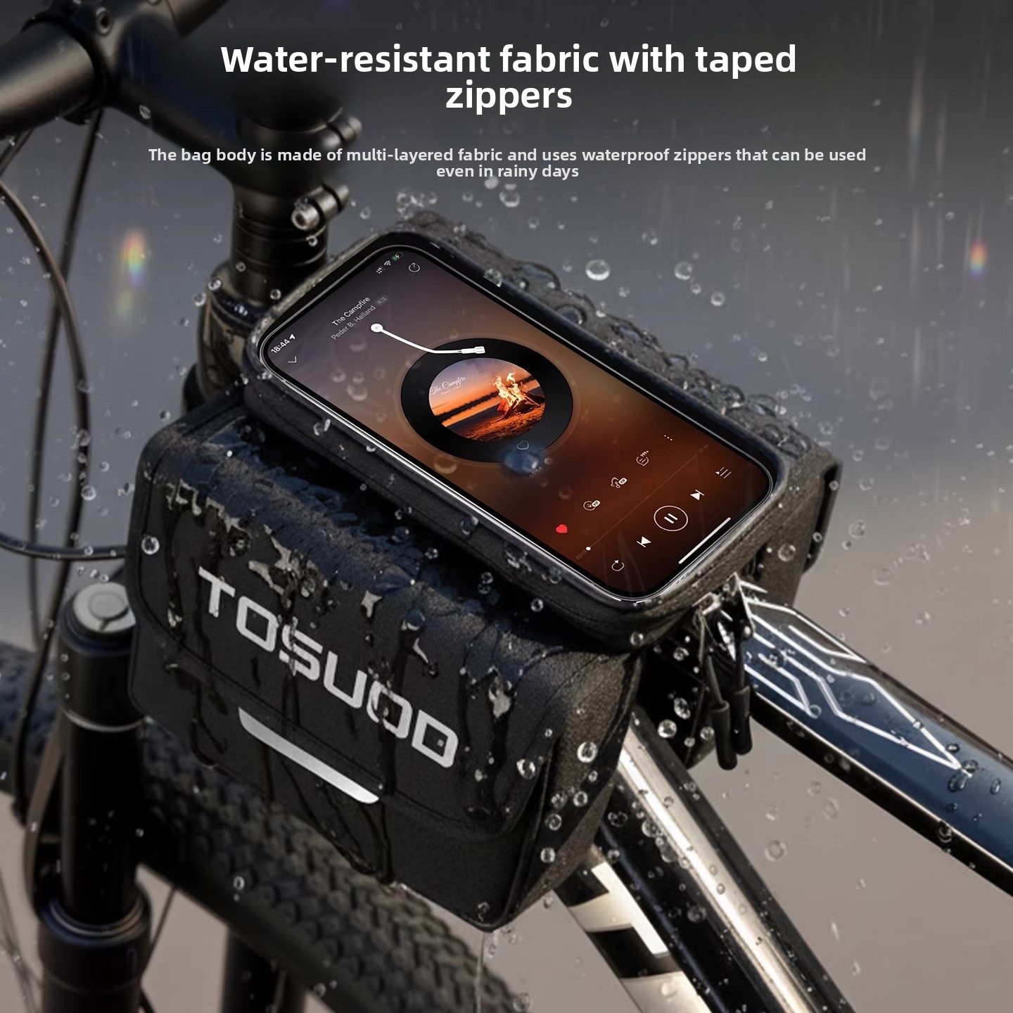 Bolsa de quadro para bicicleta impermeável com porta telemóvel_voghion.com