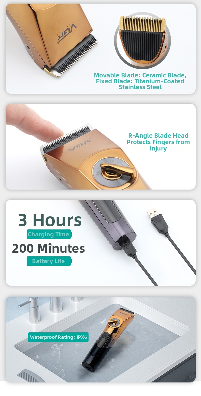 Professional Hair Clipper Waterproof Cordless With Digital Display_voghion.com