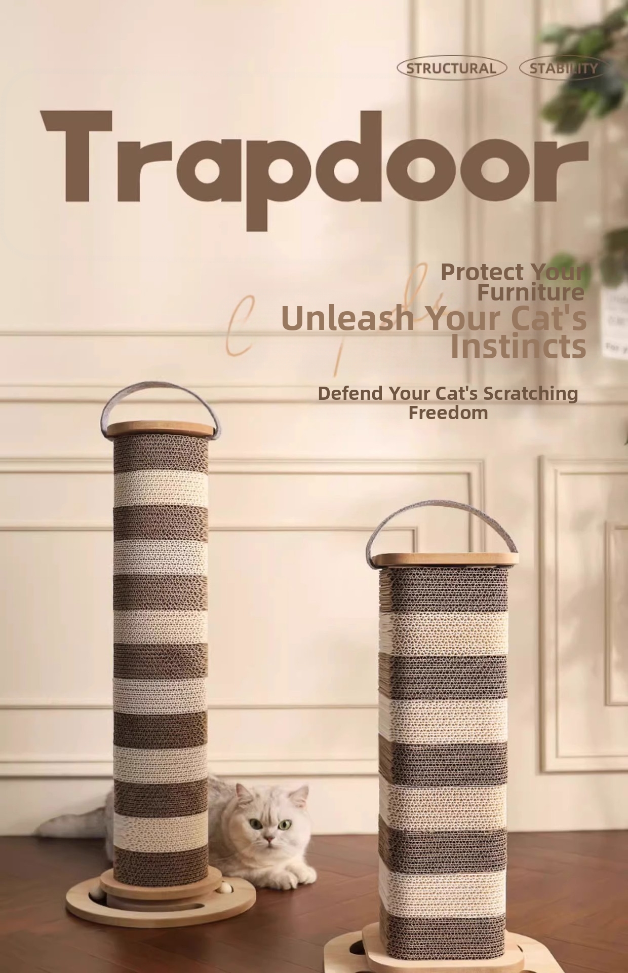 Durable Corrugated Cardboard Cat Scratching Board Two Piece Set_voghion.com