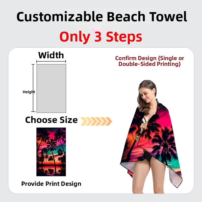 Grande serviette de plage légère et à séchage rapide en microfibre, nouvelle serviette de plage imprimée pour l'été, châle de protection solaire, serviette de natation_voghion.com