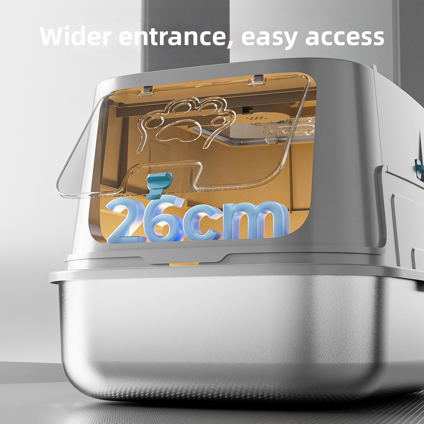 Große, vollständig geschlossene Katzentoilette aus Edelstahl – auslaufsicher und spritzwassergeschützt für Katzen_voghion.com