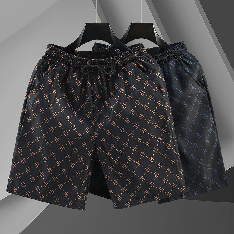 Men's Quick-dry Beach Shorts Tropical Print And Solid Colours_voghion.com