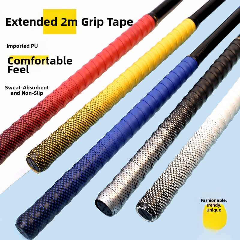 Fita adesiva absorvente de suor para empunhadura de vara de pesca e raquete de badminton, fita antiderrapante para revestimento de cabos, 2 metros, ideal para esportes e atividades ao ar livre._voghion.com
