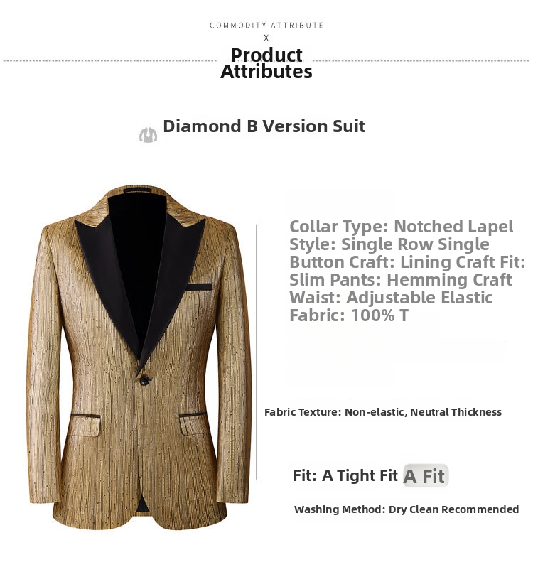 Men's Suit Blazer In Gold And Silver Modern Slim Fit Formal Jacket_voghion.com