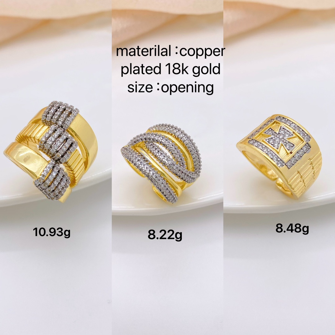 Wholesale Jewelry Exaggerated Geometric Copper Zircon 18K Gold Plated Mixed Metal Plating Inlay Open Rings display picture 3