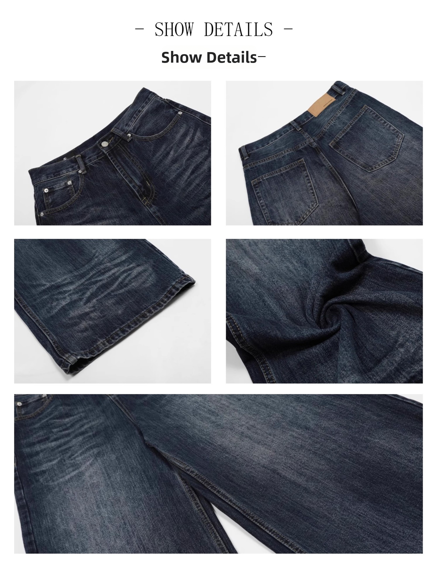 Men's American Vintage Washed Denim Jeans, Streetwear Relaxed Fit Distressed Baggy Drag Pants_mkmklike.com