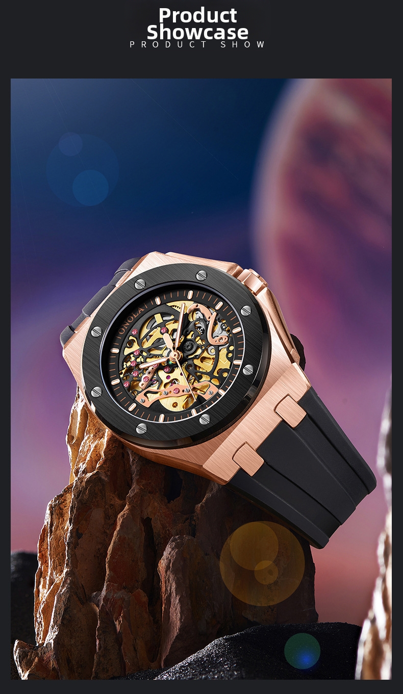 Men's Fully Automatic Mechanical Watch Fashionable Multi Color Silicone Strap Waterproof_voghion.com