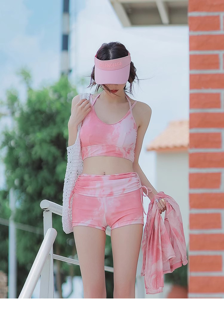 Women's Swimsuit Pink Two Piece Conservative Slimming Bikini Set_voghion.com