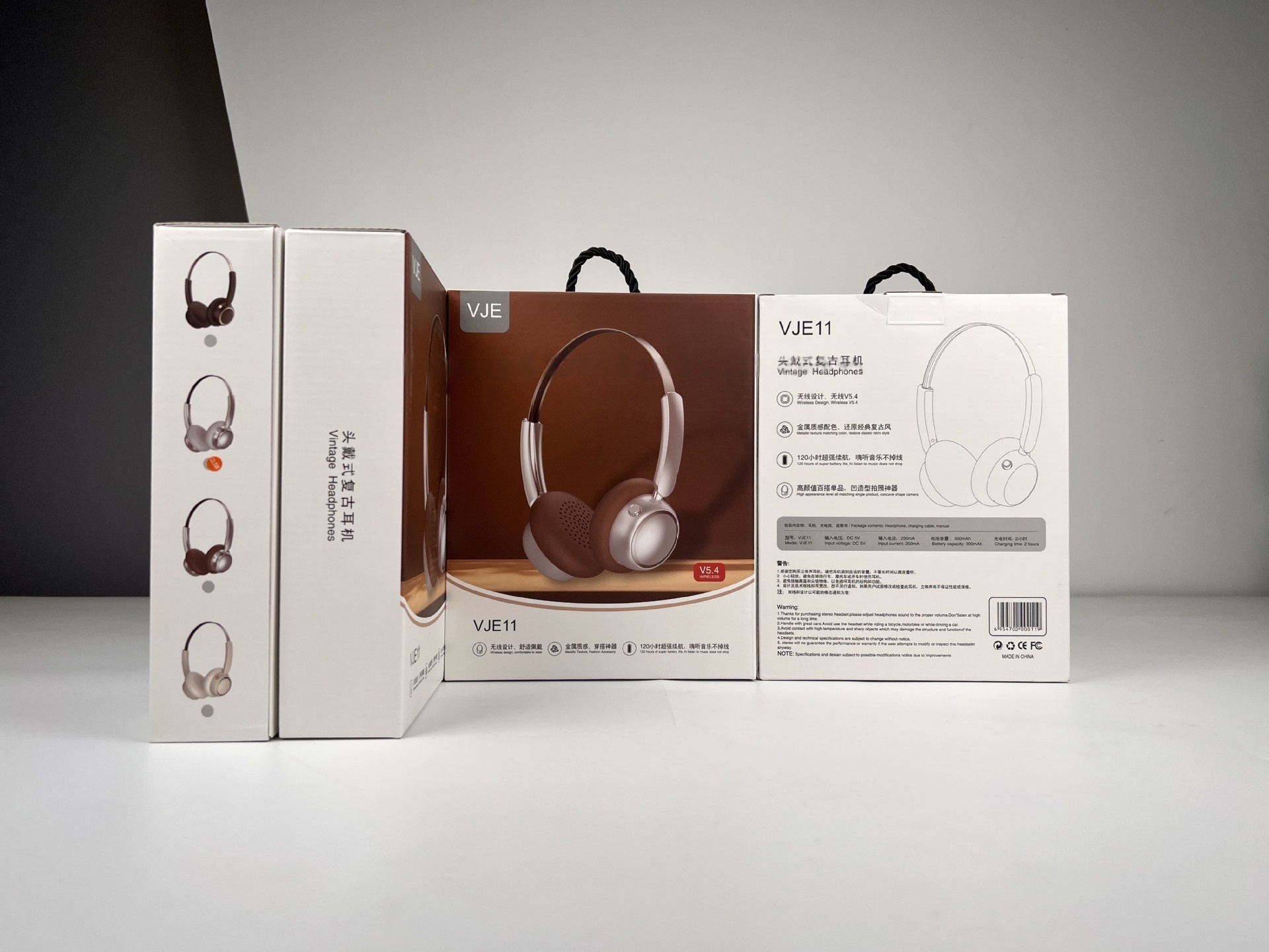 Retro over-ear bluetooth austiņas bezvadu metāla_voghion.com