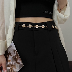 Rhinestone waist chain women's skirt waist metal chain belt ladies waist cover decorative Joker thin pants chain wholesale