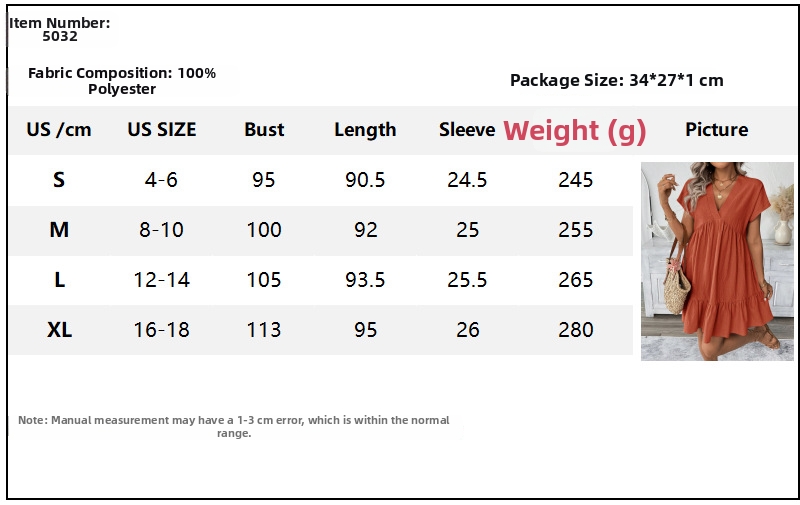Women's V-Neck Ruffle Hem Flowy Summer Dress - Solid Color Vacation Beach Dress_ecoleips.com