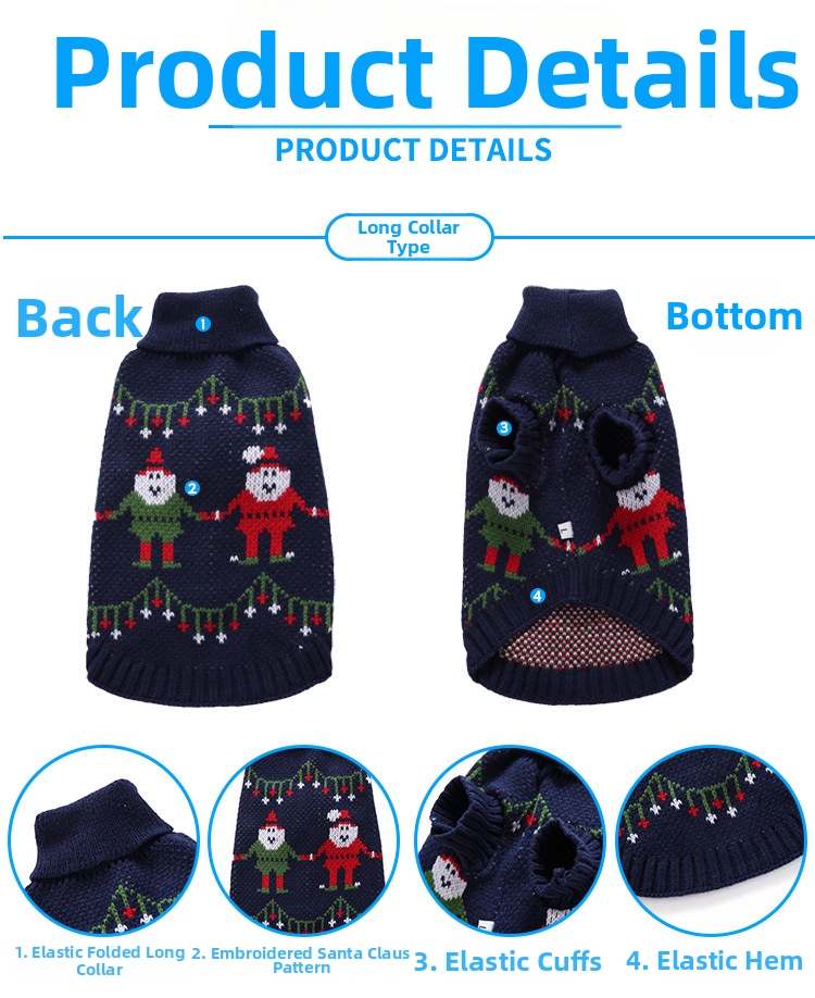 Suéter de cuello alto a rayas para perro, malla, disfraz navideño para mascota, diseño de muñeco de nieve y reno, sudadera con capucha popular para perro_voghion.com