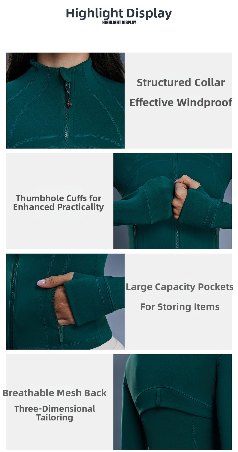 Women's Long Sleeved Yoga Sports Jacket Elastic Zipper Running Fitness Top Autumn Winter New_ecoleips.com