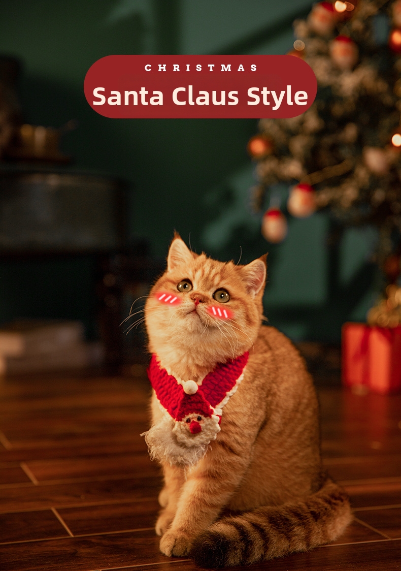 Cachecol de natal em tricô e coleira para cães e gatos_voghion.com