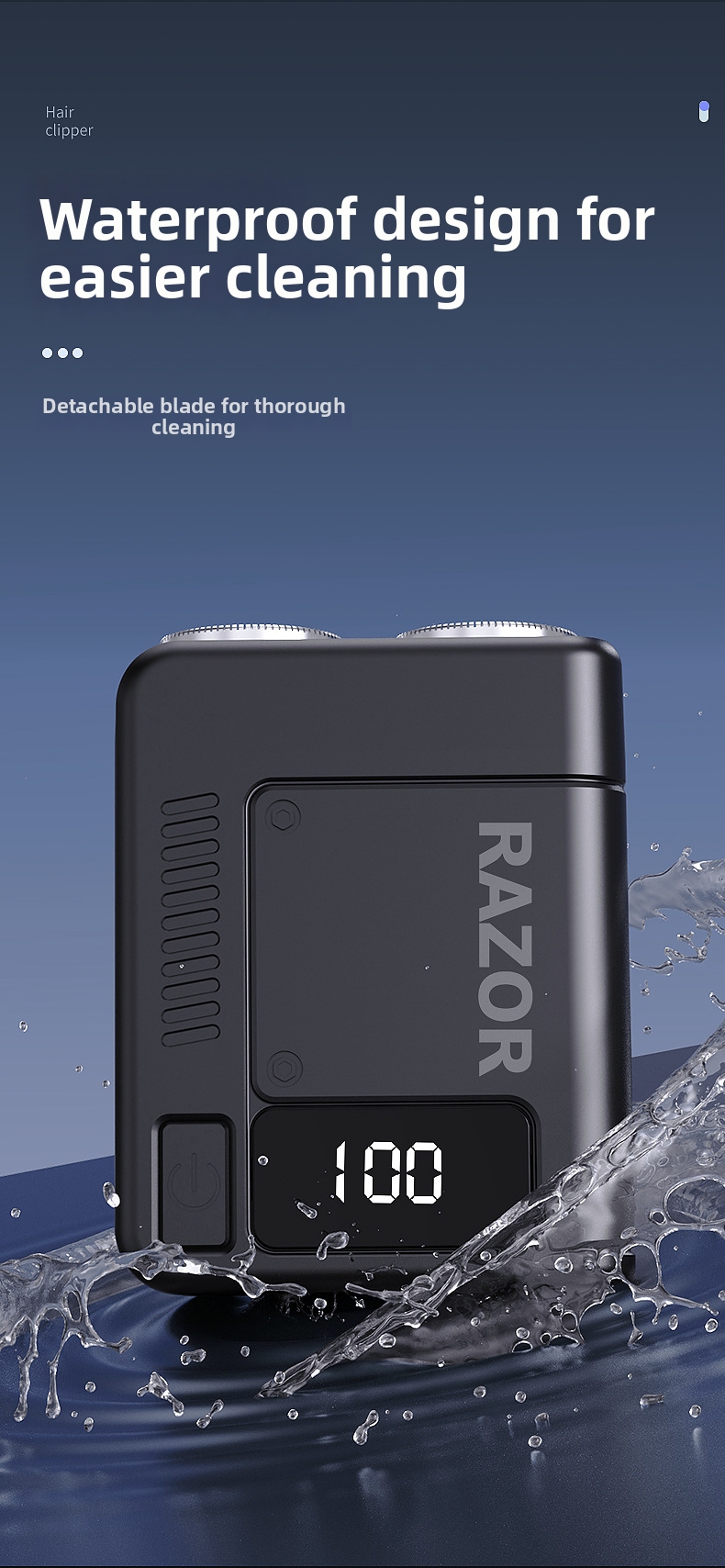 Mini afeitadora eléctrica para hombre recargable y lavable_voghion.com