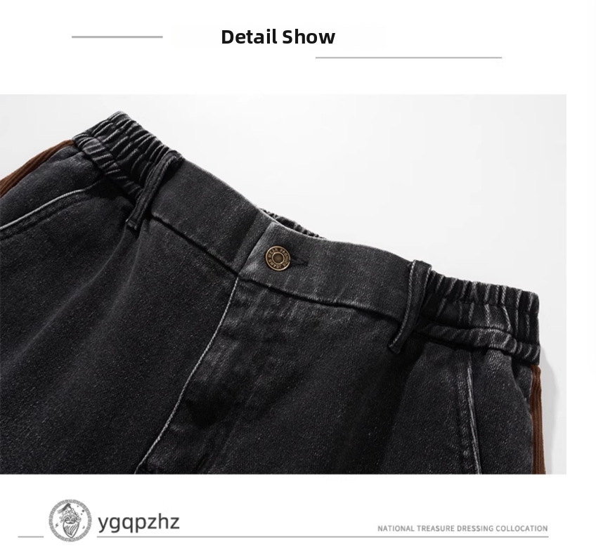 Men's Heavy Duty Washed Denim Cargo Shorts High Quality Black And Gray Loose Fitting_mkmklike.com