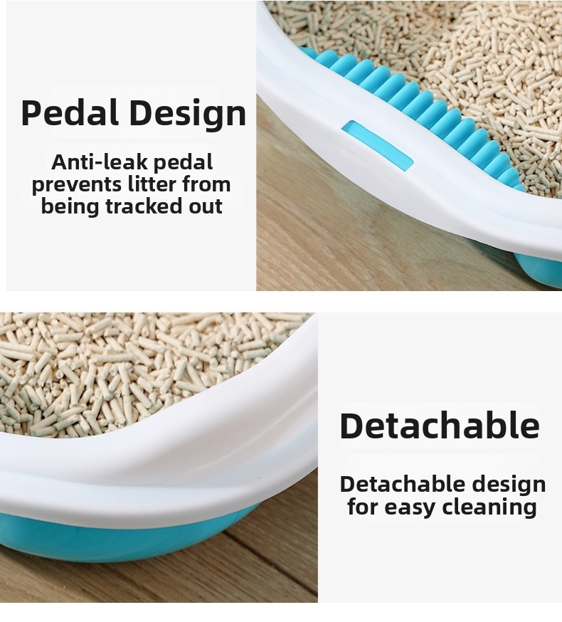 Large Semi-enclosed Cat Litter Box Splash-proof With Scoop_voghion.com