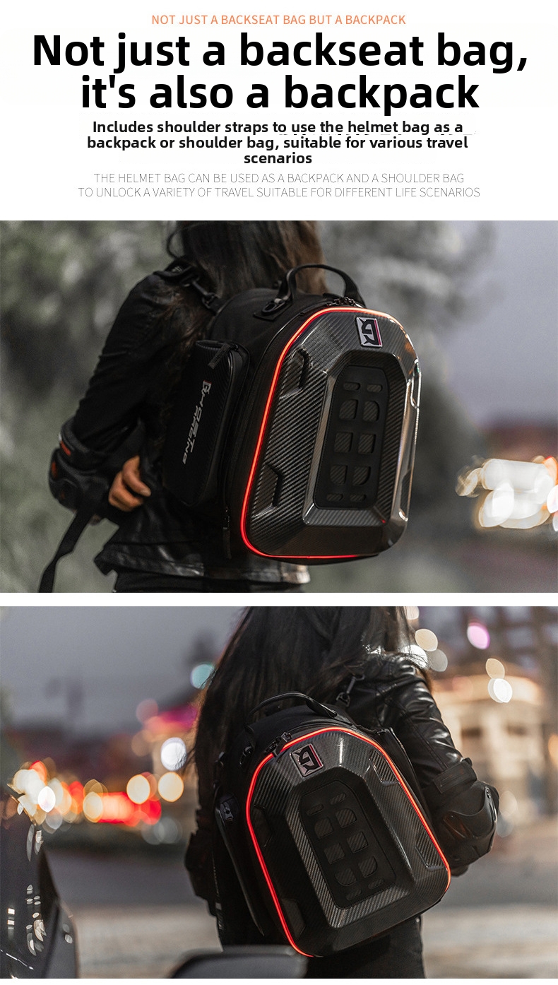 Motorcycle Riding Backpack Rear Seat Bag With Led Hard Shell_voghion.com