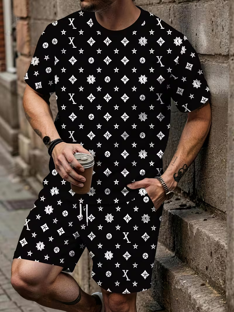 Herren T-shirt Und Shorts Set Aus Bambus Baumwolle Freizeitlook_voghion.com
