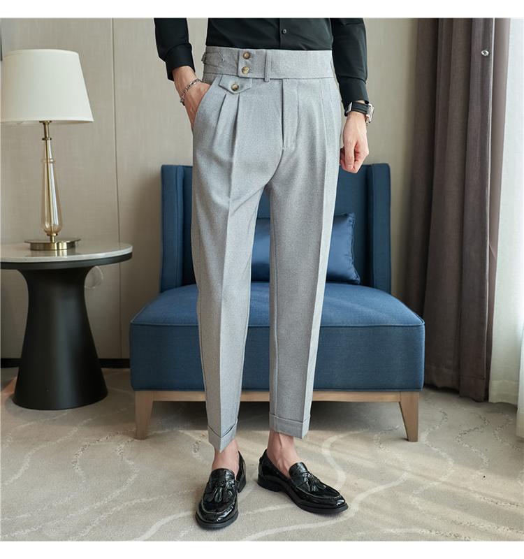 Pantalones Casuales de Pierna Recta y Cintura Alta Estilo Napolitano para Hombre, con un Toque de Lujo, para Comercio Exterior