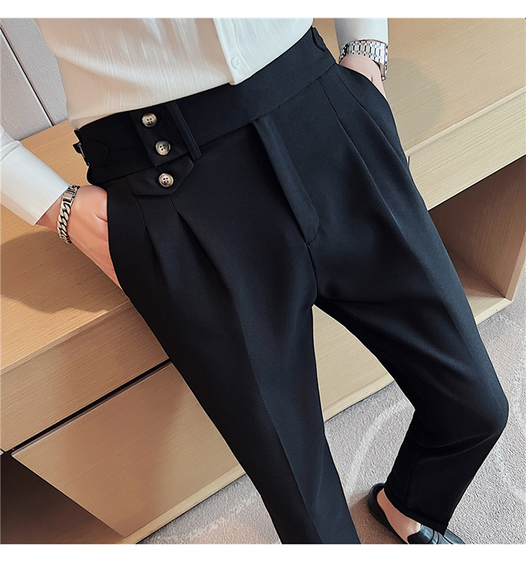 Pantalones Casuales de Pierna Recta y Cintura Alta Estilo Napolitano para Hombre, con un Toque de Lujo, para Comercio Exterior